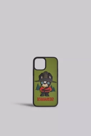 Image of DSQUARED2 Men iPhone holder Military green Size OneSize 35% Silicone 35% Acrylic 30% Polyurethane