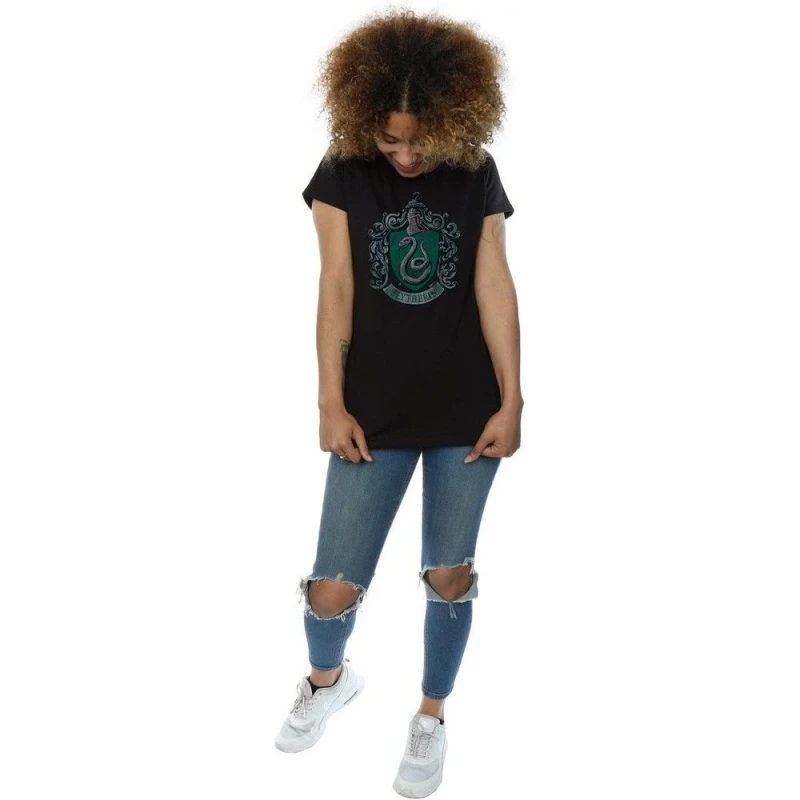 Image of Harry Potter Slytherin Cotton T-Shirt Black female