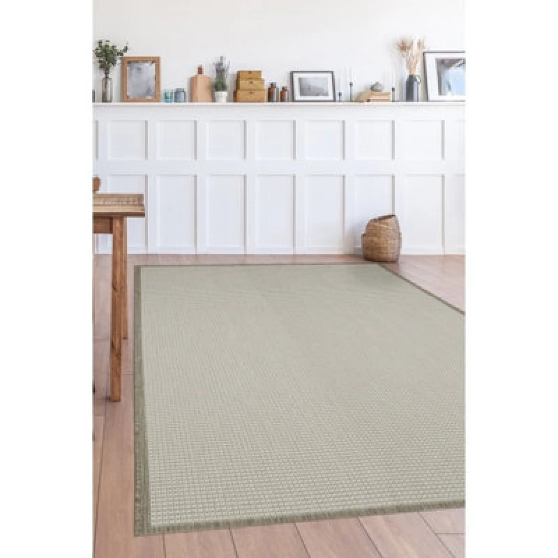 Image of Melrose Eden Border Natural Indoor Outdoor Medium Area Rug 3mm Pile Height - 120/170Cm
