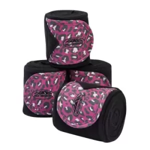Image of Weatherbeeta Leopard Fleece Bandages 4 Pack - Pink