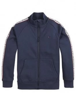 Image of Tommy Hilfiger Boys Tape Funnel Neck Zip Through - Navy