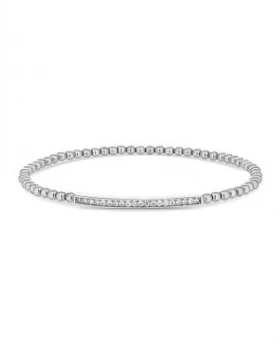 Image of Simply Silver Bar Beaded Stetch Bracelet