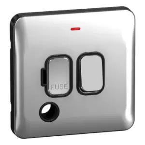 Image of Schneider LSD 13A Double Pole Switched Fused Spur With Flex Outlet Black Insert Polished Chrome - GGBL5013BPC