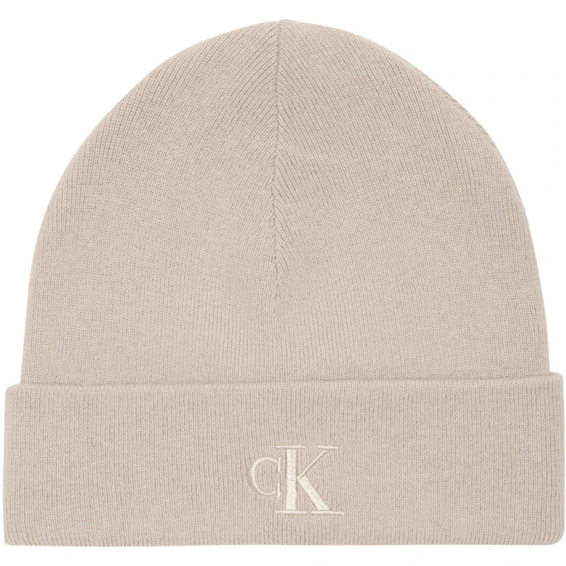 Image of Calvin Klein Womens Rib Beanies Beige female One Size