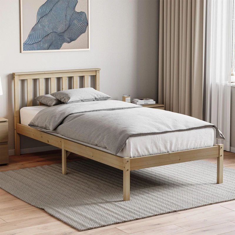 Image of Lassic Milan Low Foot Single Wooden Bed & Mattress Set Pine unisex Single
