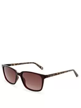 Image of Ted Baker Rectangular Frame Sunglasses, Dark Red, Men