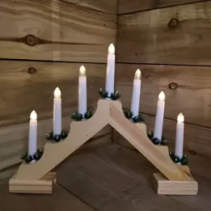 Image of Premier 7 Bulb Wooden Candlebridge / Arch 40cm Battery Operated