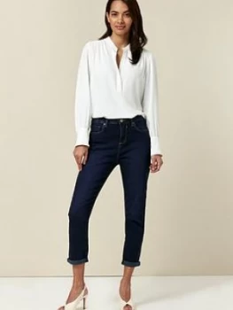 Image of Wallis Petite Roll Up Jean - Indigo, Dark Blue, Size 14, Women