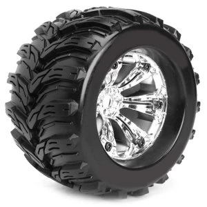 Image of Fastrax 1:8 Mt Arrow Mounted 6-Spoke Chrome 1/2"Offset(Pr)