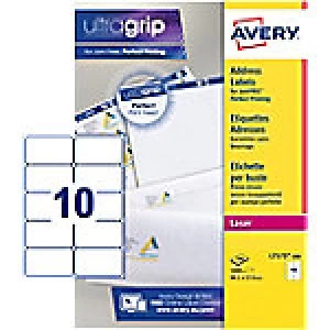Image of AVERY Address Labels L7173-100 UltraGrip White Self Adhesive A4 99.1 x 57mm 100 Sheets of 10 Labels