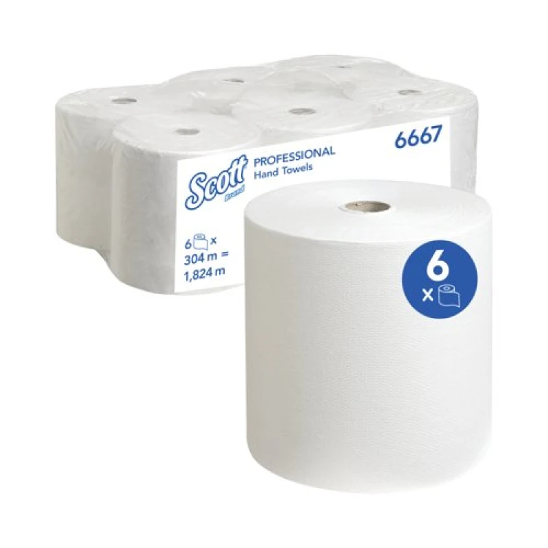 Image of Scott Ultra Hand Towel Roll 304m 1-Ply White (6 Pack) 6667