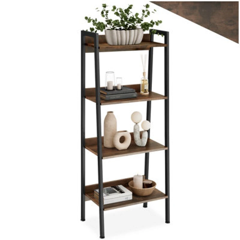 Image of Tectake Shelving Unit - Industrial Style, Free-Standing, With Up To 5 Tiers 57,5 X 34 X 138cm - Industrial Wood Dark, Rustic