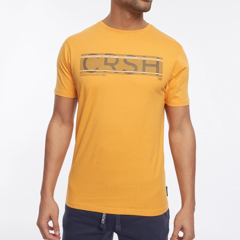 Image of Crosshatch Goldsbury T-Shirt Mens - Yellow Yellow S