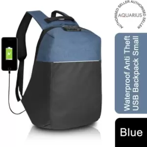 Image of Aquarius Waterproof Anti Theft Backpack with USB Charging Port - Blue