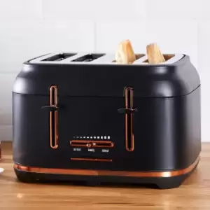 Image of Dunelm 4 Slice Matt Black & Copper Toaster