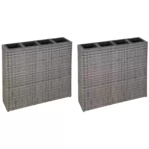 Image of Garden Raised Bed with 4 Pots 2 pcs Poly Rattan Grey(2x45426) Vidaxl Grey
