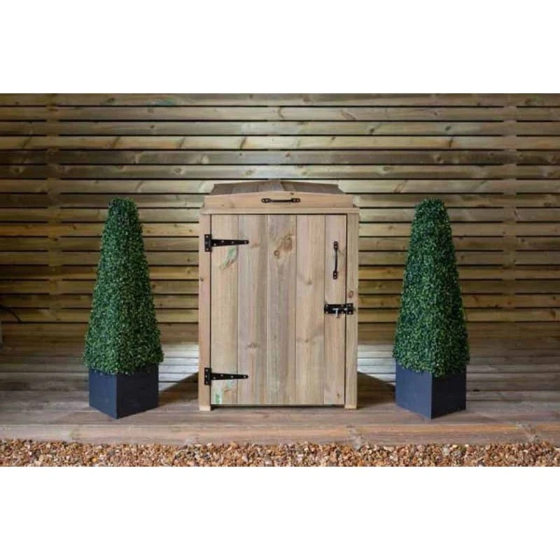 Image of Buttercup Farm Paythorne Dustbin Store Single - Timber - L64 x W63 x H88cm in Brown Brown Unisex