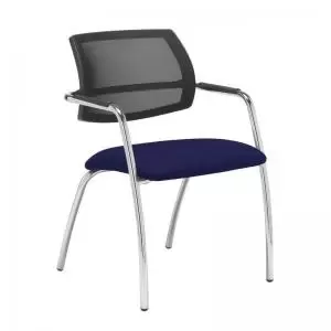 Image of Tuba chrome 4 leg frame conference chair with half mesh back - Ocean