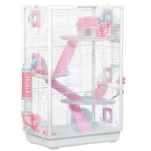 Image of PawHut Hamster Cage for Small Rodents W/Tunnel Tubes, Platforms, Hut, Water Bott