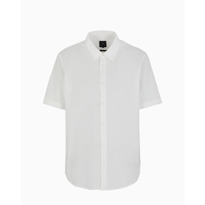 Image of Armani Exchange Mens Short Sleeve Plain Shirt Plain Shirt - Short Sleeve S White 55070501350