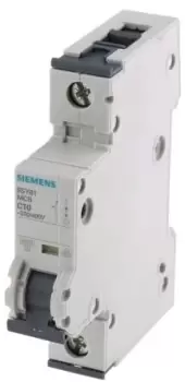 Image of Siemens Sentron 10A MCB Mini Circuit Breaker1P Curve C, Breaking Capacity 6 kA