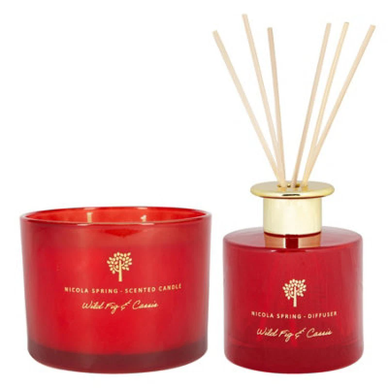 Image of Nicola Spring Scented Candle & Reed Diffuser Set - 350G - Wild Fig & Cassis