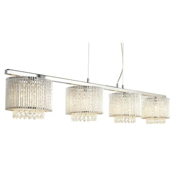 Image of Searchlight Lighting - Searchlight Elise - 4 Light Ceiling Pendant Bar Chrome, Clear with Crystals, G9