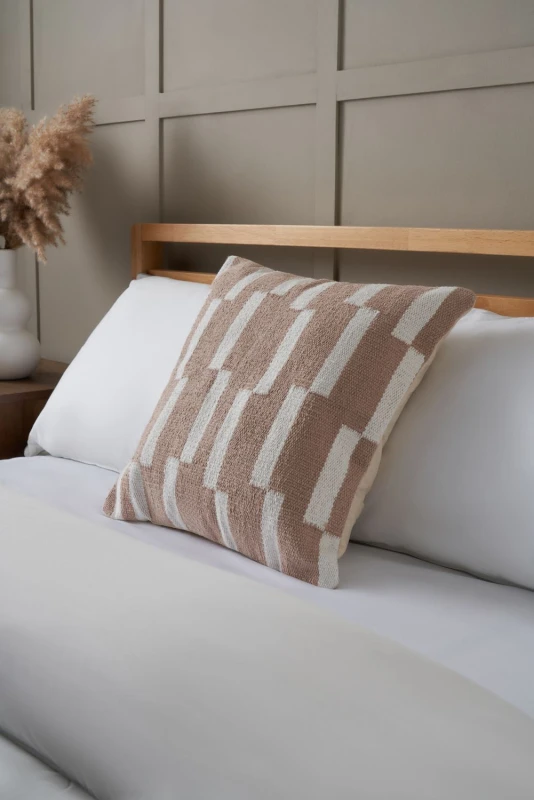 Image of Bhs Woven Stripe Cushion Taupe