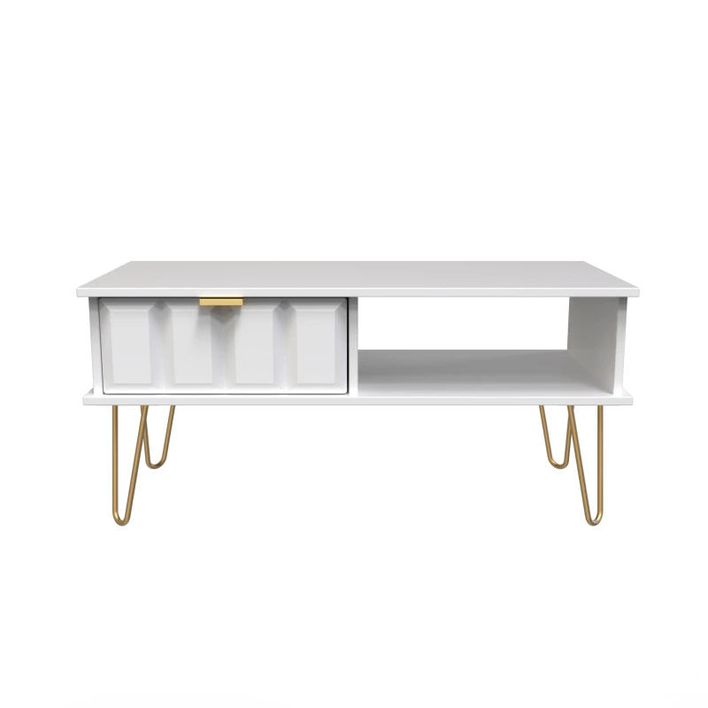 Image of Ready Assembled 2 U Metro 1 Drawer Coffee Table (Ready Assembled) in White Size: Medium White Unisex Medium