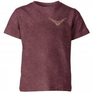 Image of Harry Potter Snitch Kids T-Shirt - Burgundy Acid Wash - 7-8 Years - Burgundy Acid Wash
