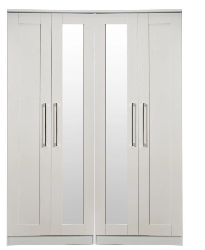 Image of Ripon Tall 4 Door 2 Centre Mirrors In Grey Ash (Ready Assembled)