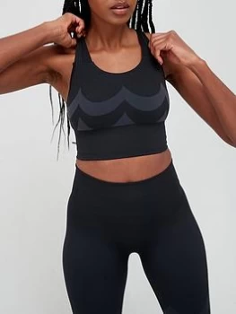 Image of adidas Marimekko Aeroknit Light Support Bra - Grey/Black, Grey/Black Size XS Women