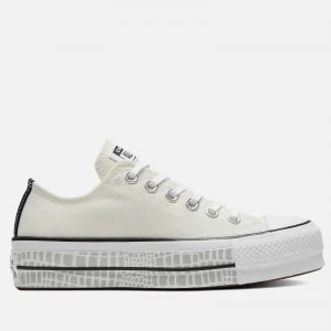 Image of Converse Womens Chuck Taylor All Star Digital Daze Lift Ox Trainers - White - UK 7