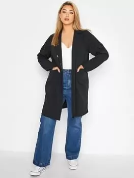 Image of Yours Limited Button Front Blazer Black, Size 20, Women