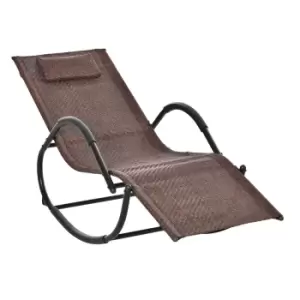 Image of Outsunny Zero Gravity Rocking Lounge Chair w/ Pillow - Brown