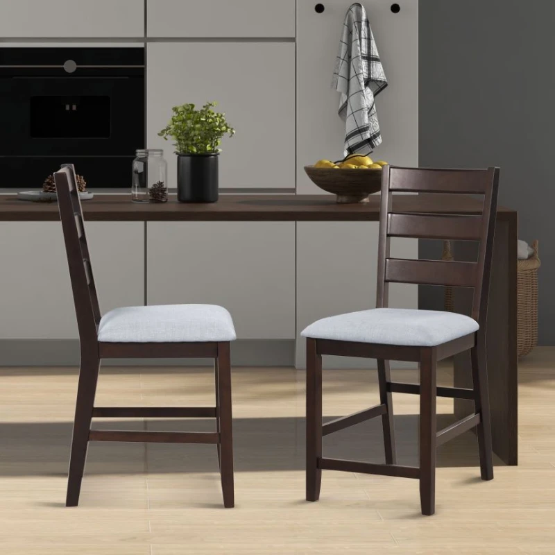 Image of COSTWAY 2 Piece Counter Height Bar Stool Set w/Padded Seat Bar Chair Brown