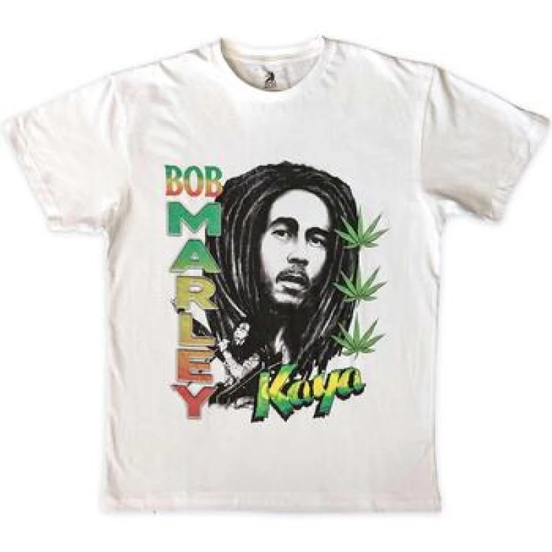 Image of Bob Marley Bob Marley Men Kaya Illustration T-Shirt in White Size: Medium White M Male 5063300799116