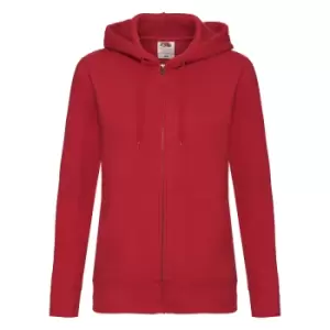 Image of Fruit Of The Loom Ladies Lady-Fit Hooded Sweatshirt Jacket (M) (Red)
