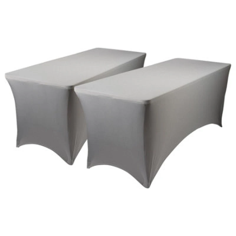 Image of Harbour Housewares Rectangular Spandex Fitted Tablecloths - 6ft (180Cm) - Grey - 2X Elasticated Stretchy Table Cloth Cover