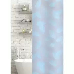 Image of Showerdrape - Leaf Peva Shower Curtain /Frosted - Frosted duck egg