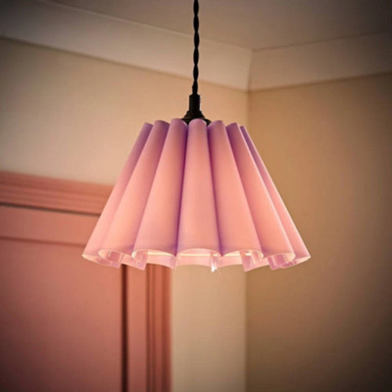 Image of ValueLights Lauren Fabric Pleated Scallop Edge Tapered Lamp Shade with LED Bulb Lilac