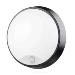 Image of Luceco Eco 10W Cool White LED Round Flush Light with PIR Sensor - Black/White