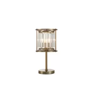 Image of Guilford Table Lamp, E27, Antique Brass, Clear