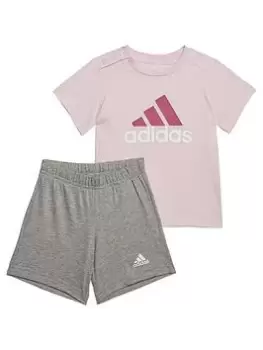 Image of adidas Sportswear Infant Big Logo Short and T-Shirt Set - Light Pink, Size 3-4 Years