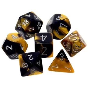 Image of Chessex Gemini Poly 7 Set: Black - Gold/Silver