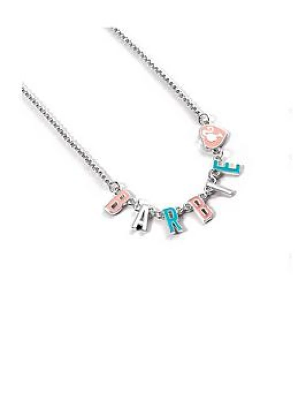 Image of Barbie Pastel Enamel Letters Silver Coloured Chain Necklace
