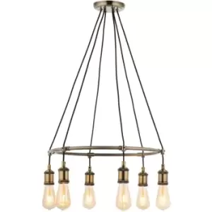 Image of Endon Hal Plate Pendant Ceiling Lamp, Antique Brass Plate