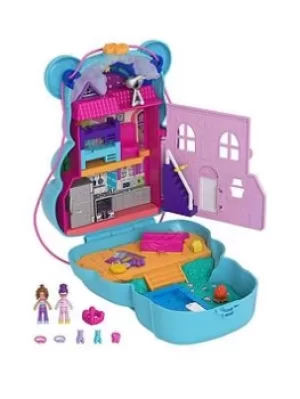 Image of Polly Pocket Teddy Bear Wearable Purse With Micro Dolls And Accessories