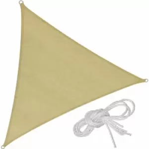 Image of Sun shade sail triangular, beige - garden sun shade, garden sail shade, sun canopy - 400 x 400 x 400cm - beige