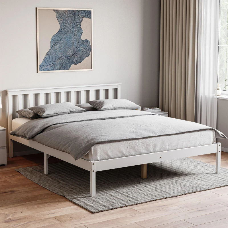 Image of Lassic Milan King Size Low Foot Wooden Bed & Mattress Set White unisex King Size